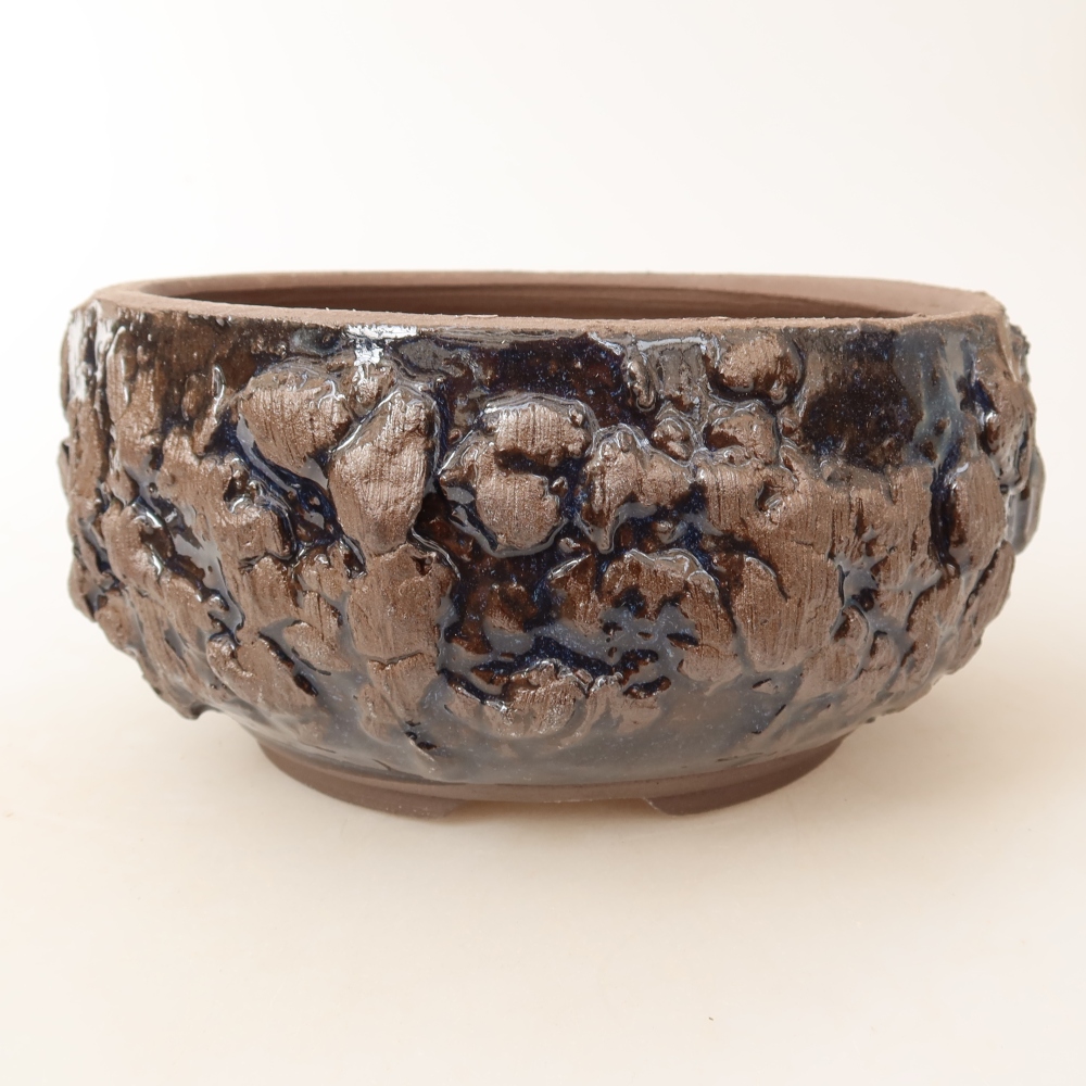 Kerámia bonsai-tál 16 x 16 x 8 cm, barna színű