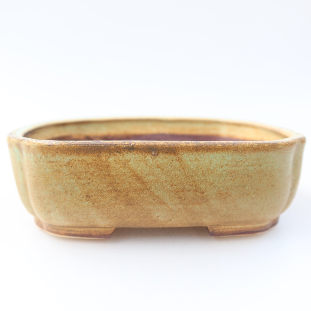 Kerámia bonsai tál 13,5 x 12 x 4 cm, zöld színű