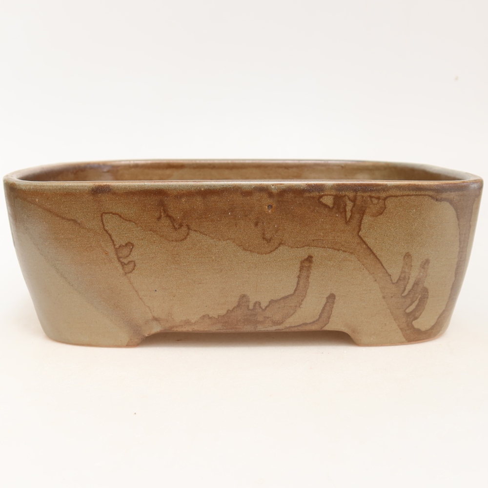 Kerámia bonsai tál, 23 x 17,5 x 7,5 cm, barna színű