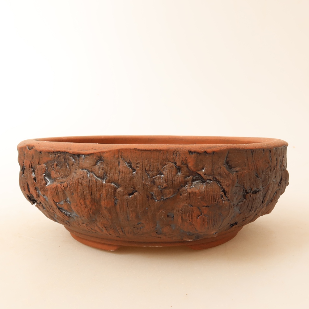 Kerámia bonsai-tál, 17 x 17 x 6 cm, barna színű