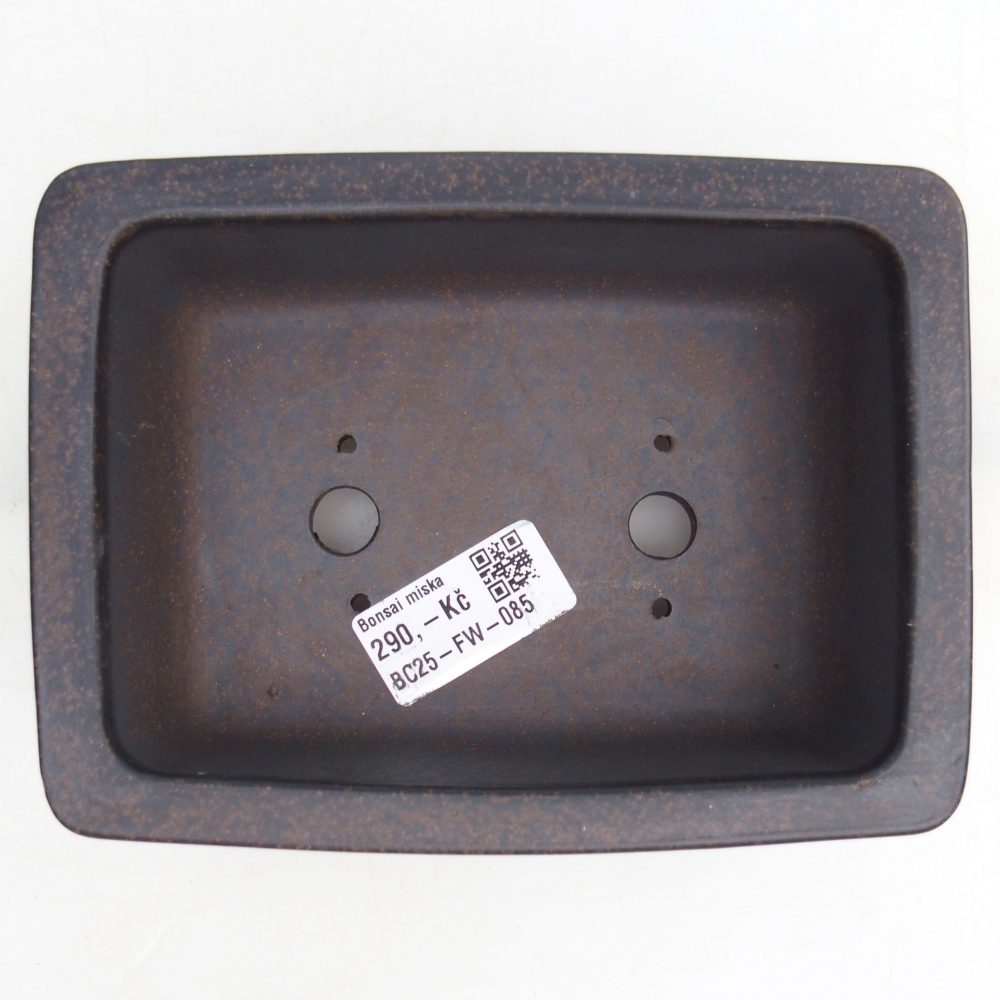 kerámia bonsai tál 15,5 x 11,5 x 5 cm, barnás okkersárga színben