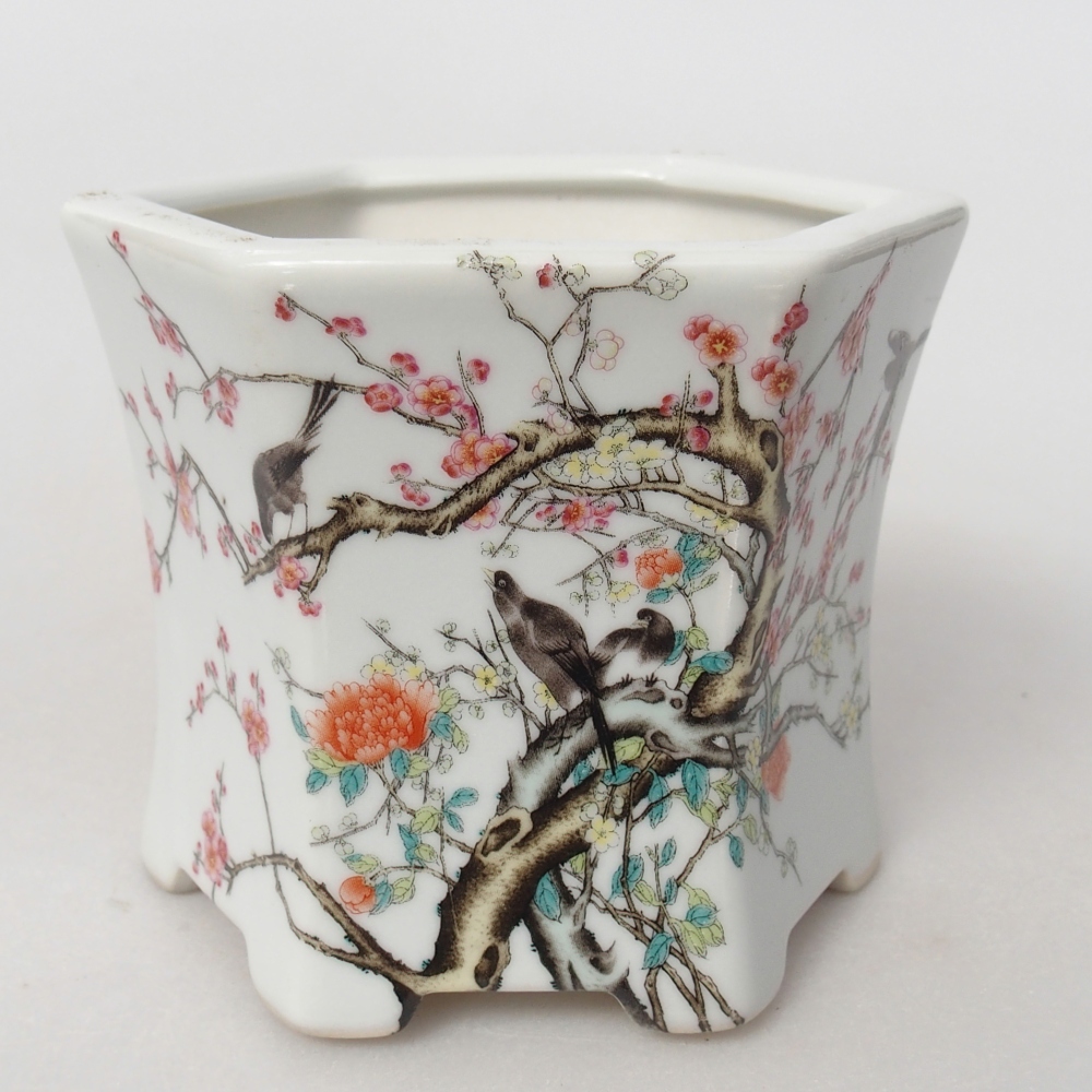 kerámia bonsai tál 10,5 x 9,5 x 9 cm, fehér színben