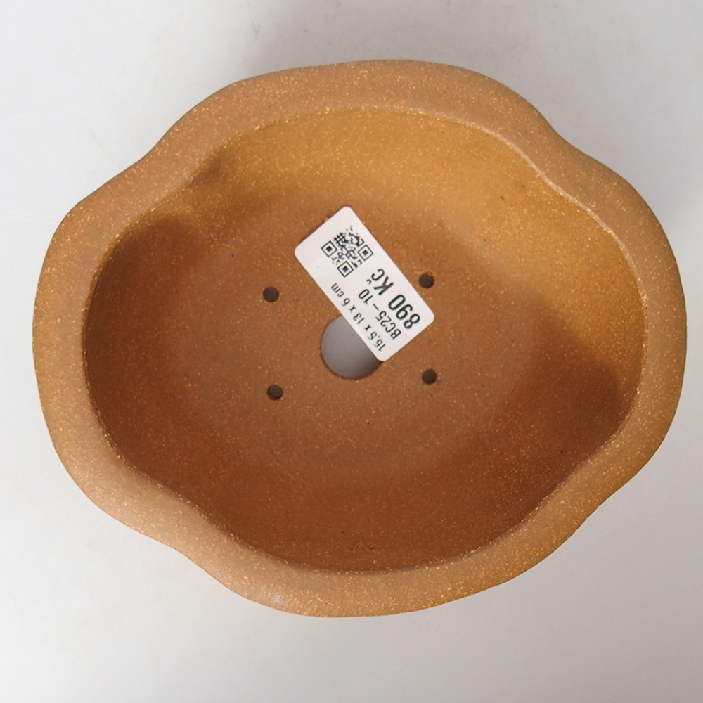 kerámia bonsai tál 15,5 x 13 x 6 cm, okkersárga színben