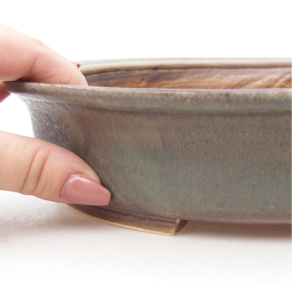 kerámia bonsai tál 26 x 23,5 x 5,5 cm, zöld