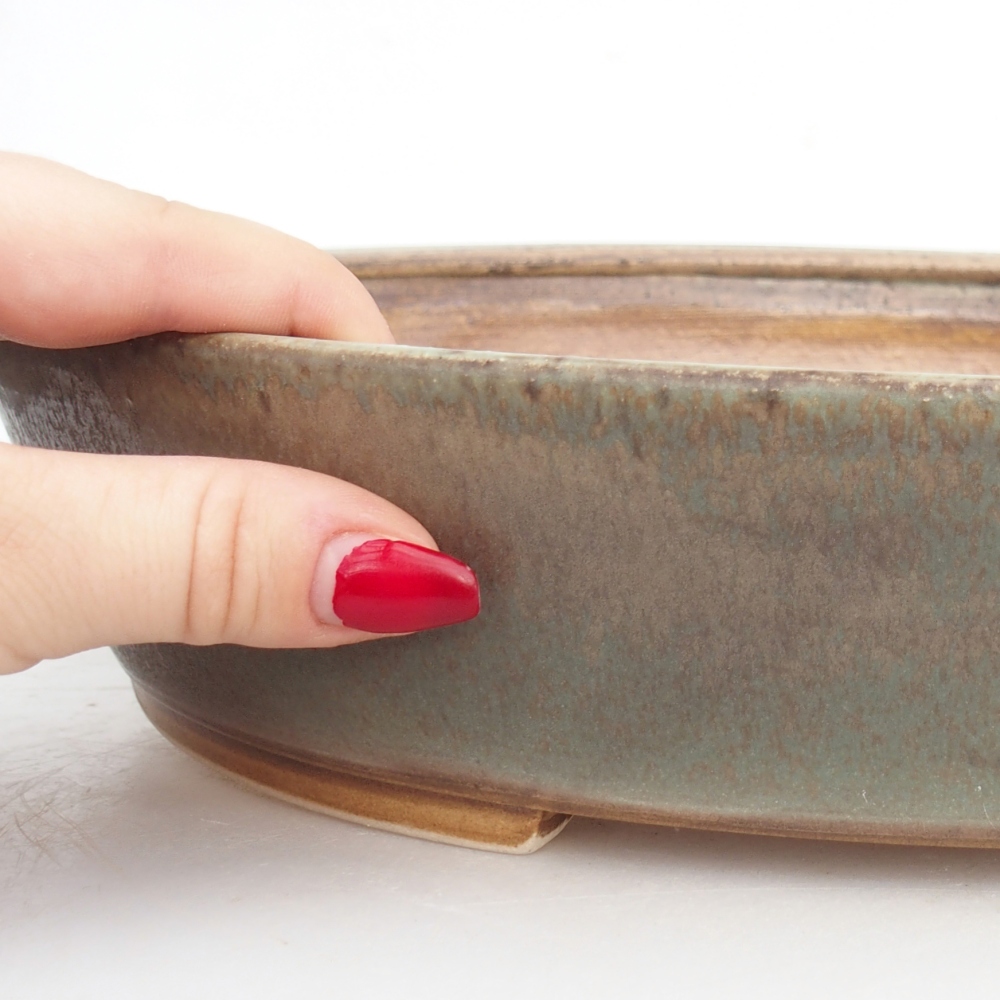 Kerámia bonsai tál 31,5 x 28,5 x 6,5 cm, zöld