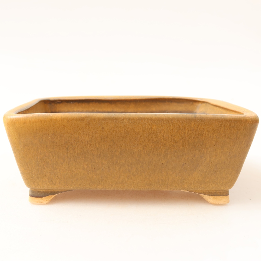 Kerámia bonsai tál, 13,5 x 11 x 5 cm, barna színű