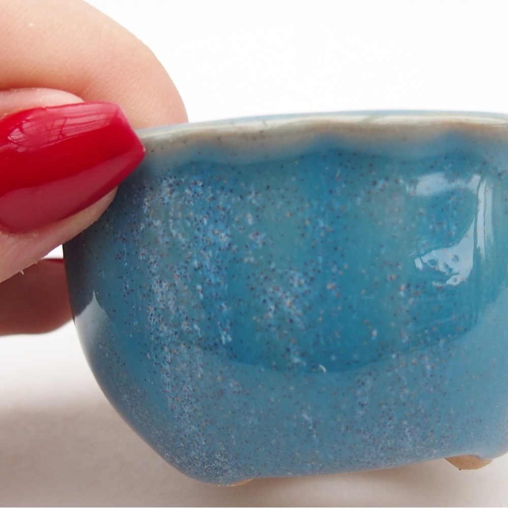 kerámia bonsai tál 7 x 8,5 x 3,5 cm, kék színben