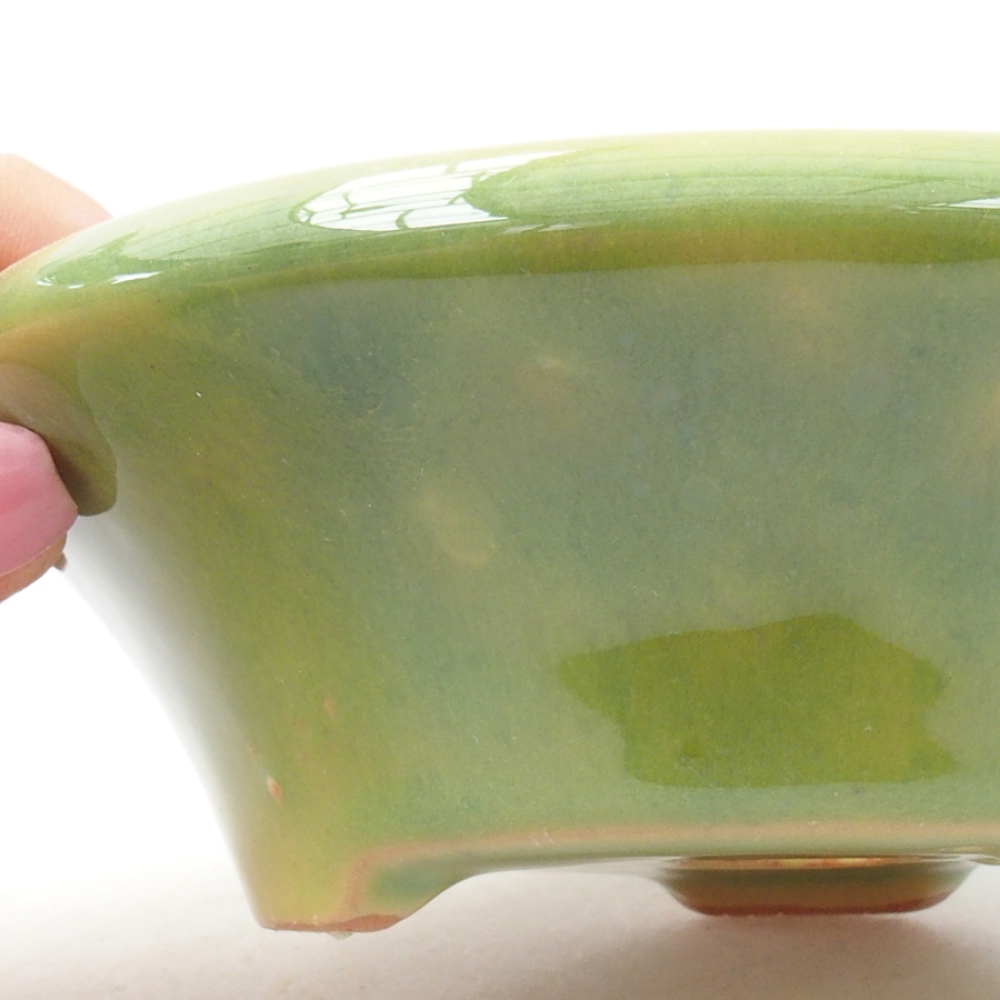 Kerámia bonsai tál 13,5 x 13,5 x 5 cm, zöld