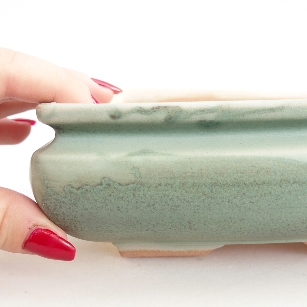 Kerámia bonsai tál 15,5 x 15,5 x 6 cm, zöld