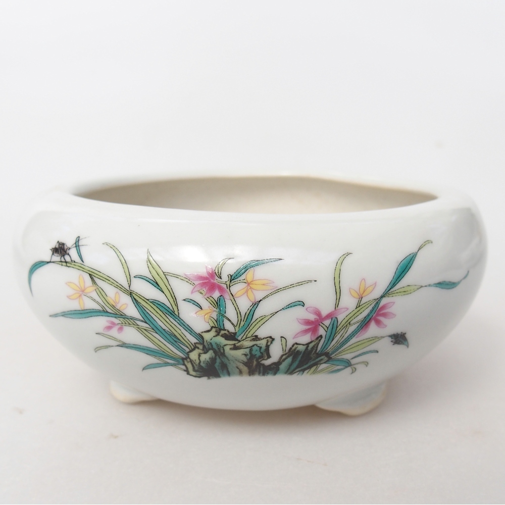 kerámia bonsai tál 10 x 10 x 5 cm, fehér színben