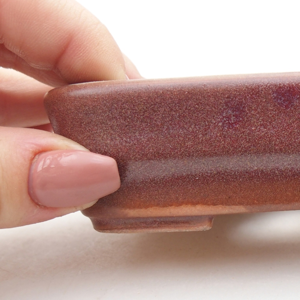 kerámia bonsai tál 11 x 8 x 3 cm, bordó színben