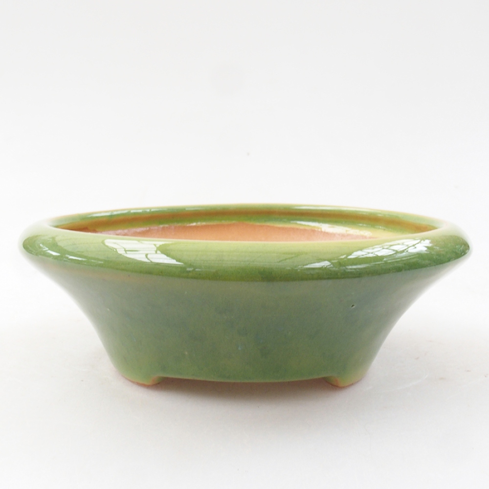 Kerámia bonsai tál 13,5 x 13,5 x 5 cm, zöld