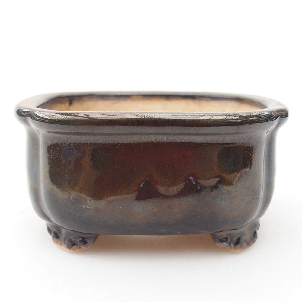 kerámia bonsai tál 7,5 x 7 x 4 cm, fekete színű