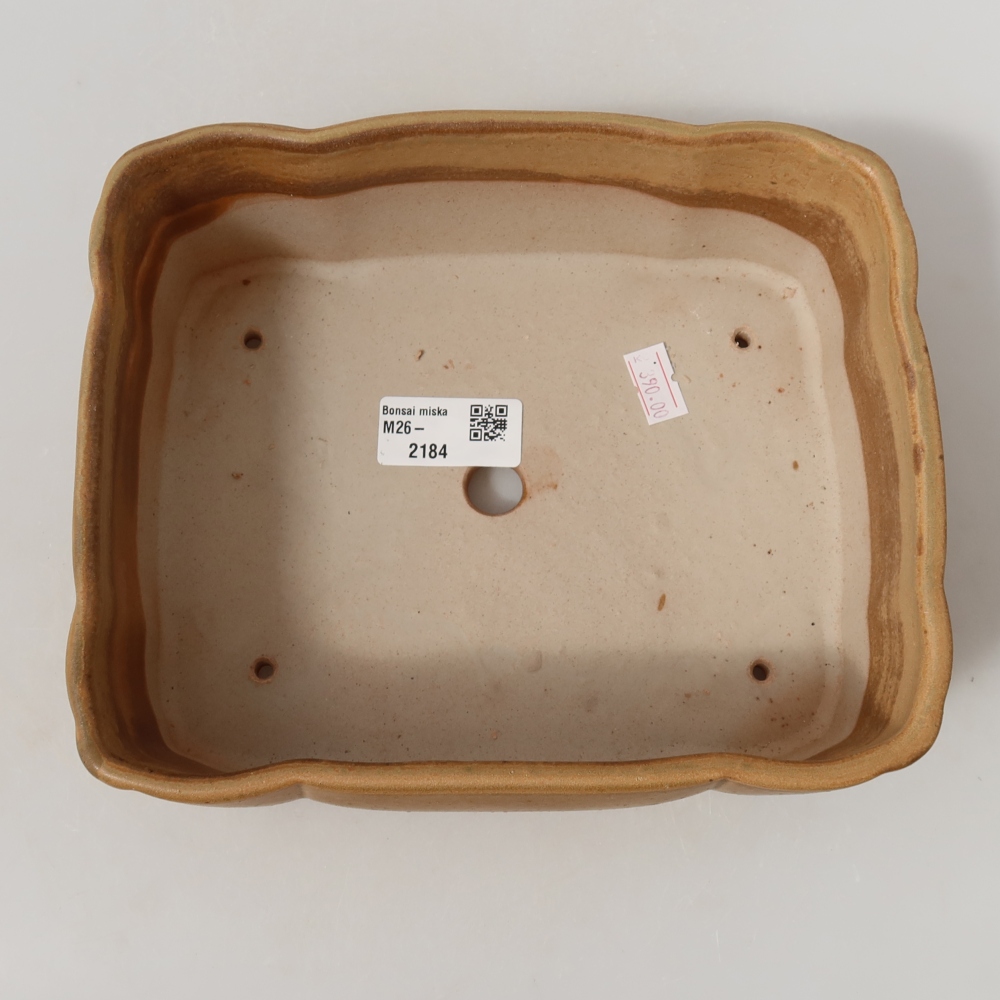 Kerámia bonsai-tál, 20,5 x 17,5 x 7 cm, bézs színű
