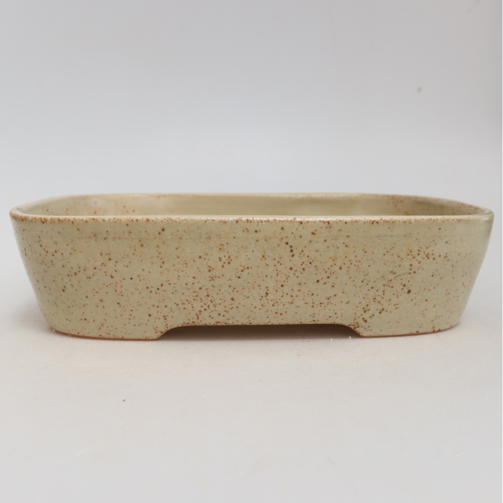 Kerámia bonsai tál, 23 x 18 x 5,5 cm, bézs színű