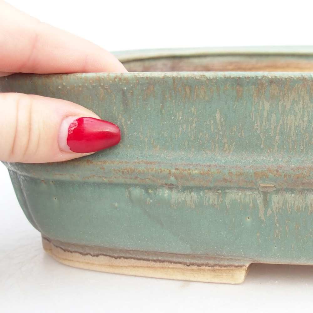 kerámia bonsai tál 29,5 x 24 x 7 cm, zöld