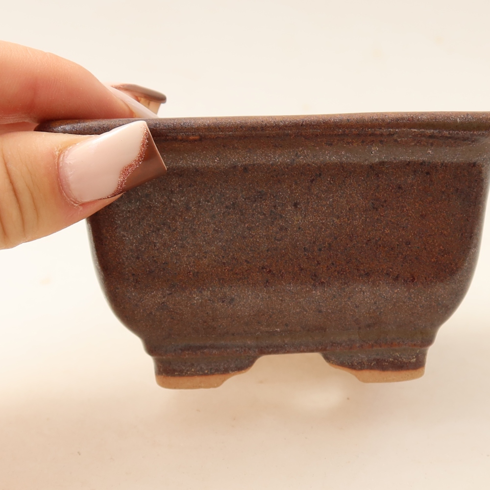 Kerámia bonsai-tál 9,5 x 9,5 x 5,5 cm, barna színű