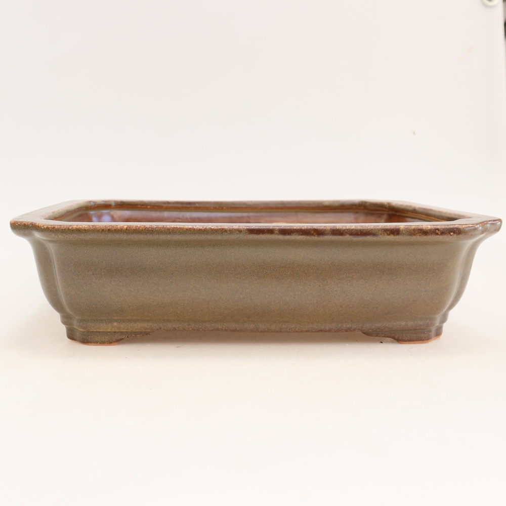 Kerámia bonsai-tál, 27,5 x 21,5 x 7 cm, barna színű