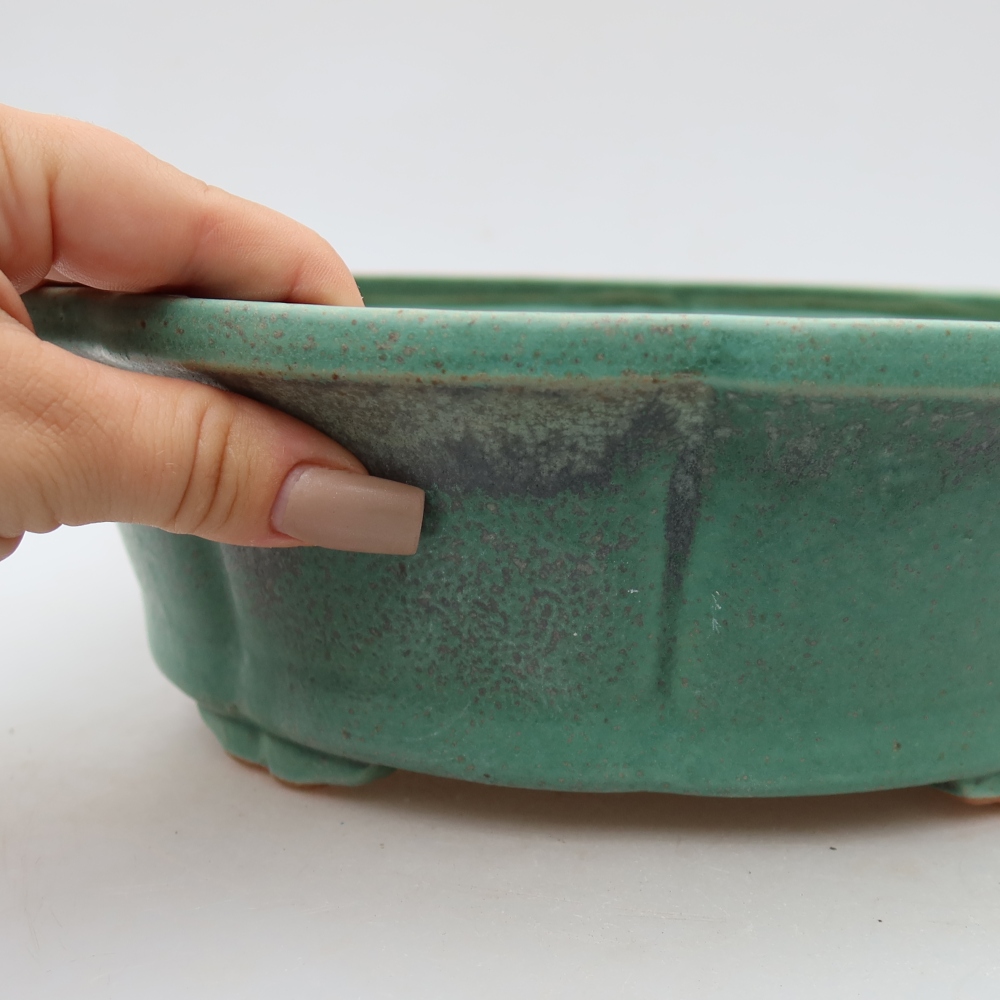Kerámia bonsai tál 26,5 x 26,5 x 8,5 cm, zöld