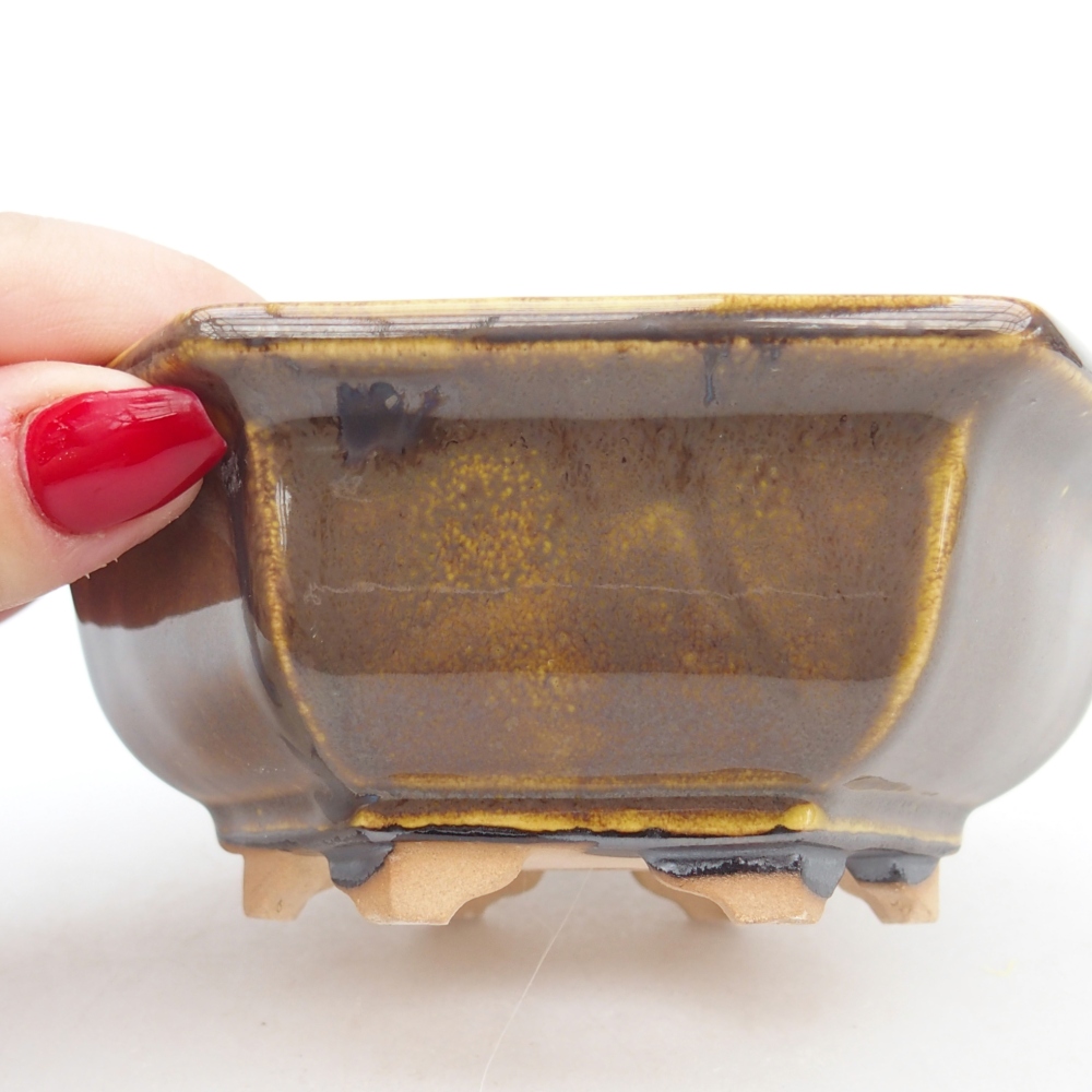 kerámia bonsai tál 12 x 10,5 x 4,5 cm, sárga