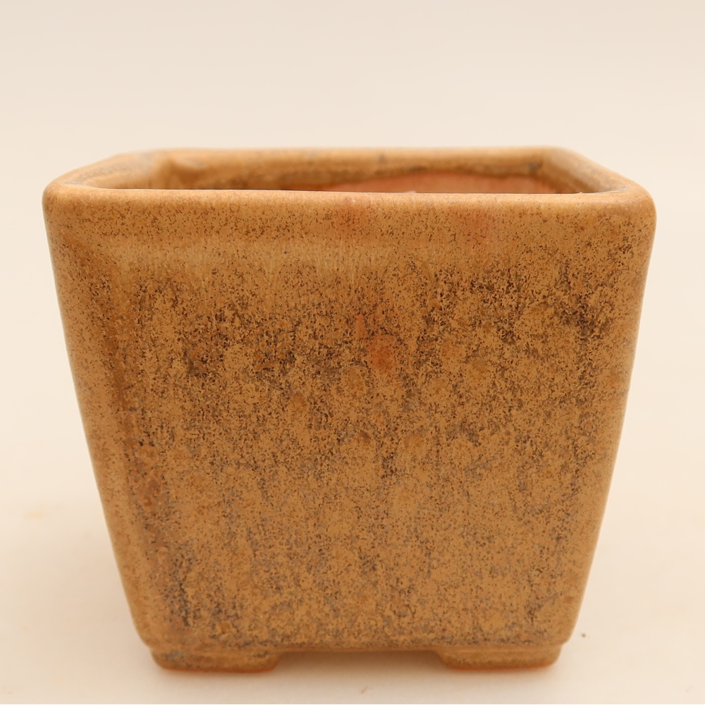 Kerámia bonsai-tál, 7,5 x 7,5 x 6,5 cm, bézs színű