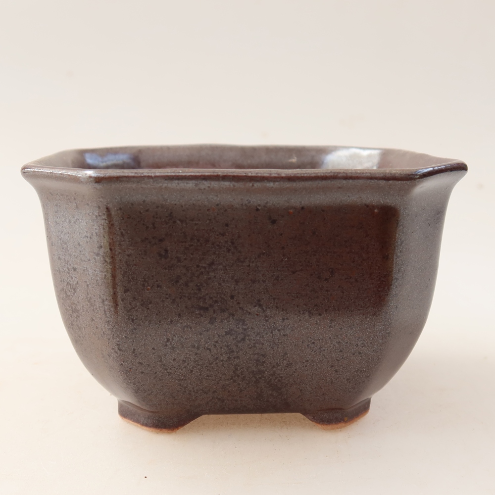 Kerámia bonsai tál, 10 x 10 x 6,5 cm, barna színű