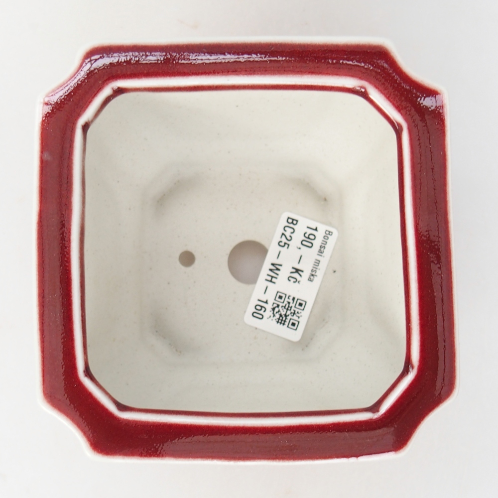 kerámia bonsai tál 11 x 11 x 7 cm, piros színben