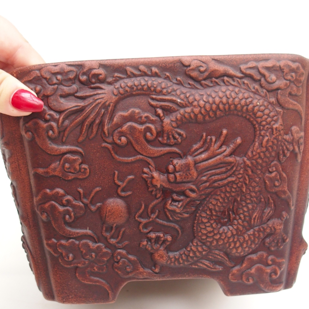 kerámia bonsai tál 21 x 21 x 13,5 cm, barna