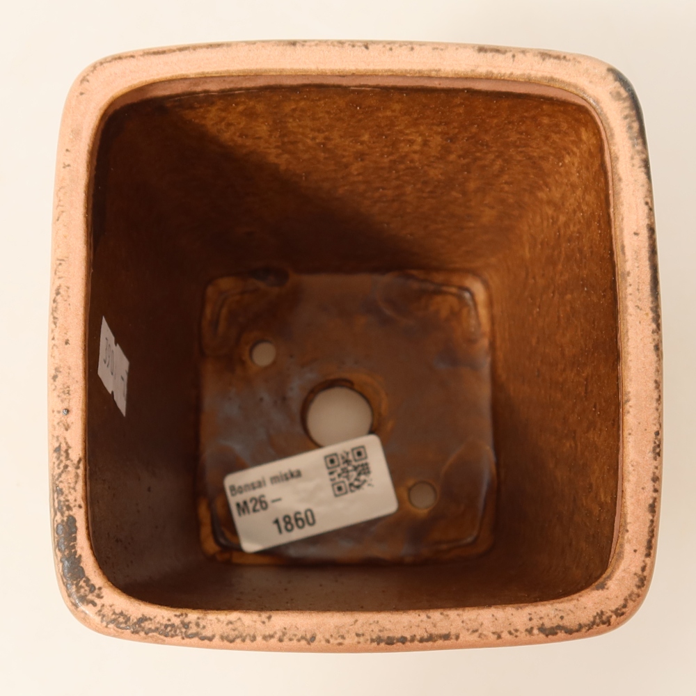 Kerámia bonsai tál, 10,5 x 10,5 x 12 cm, rózsaszín