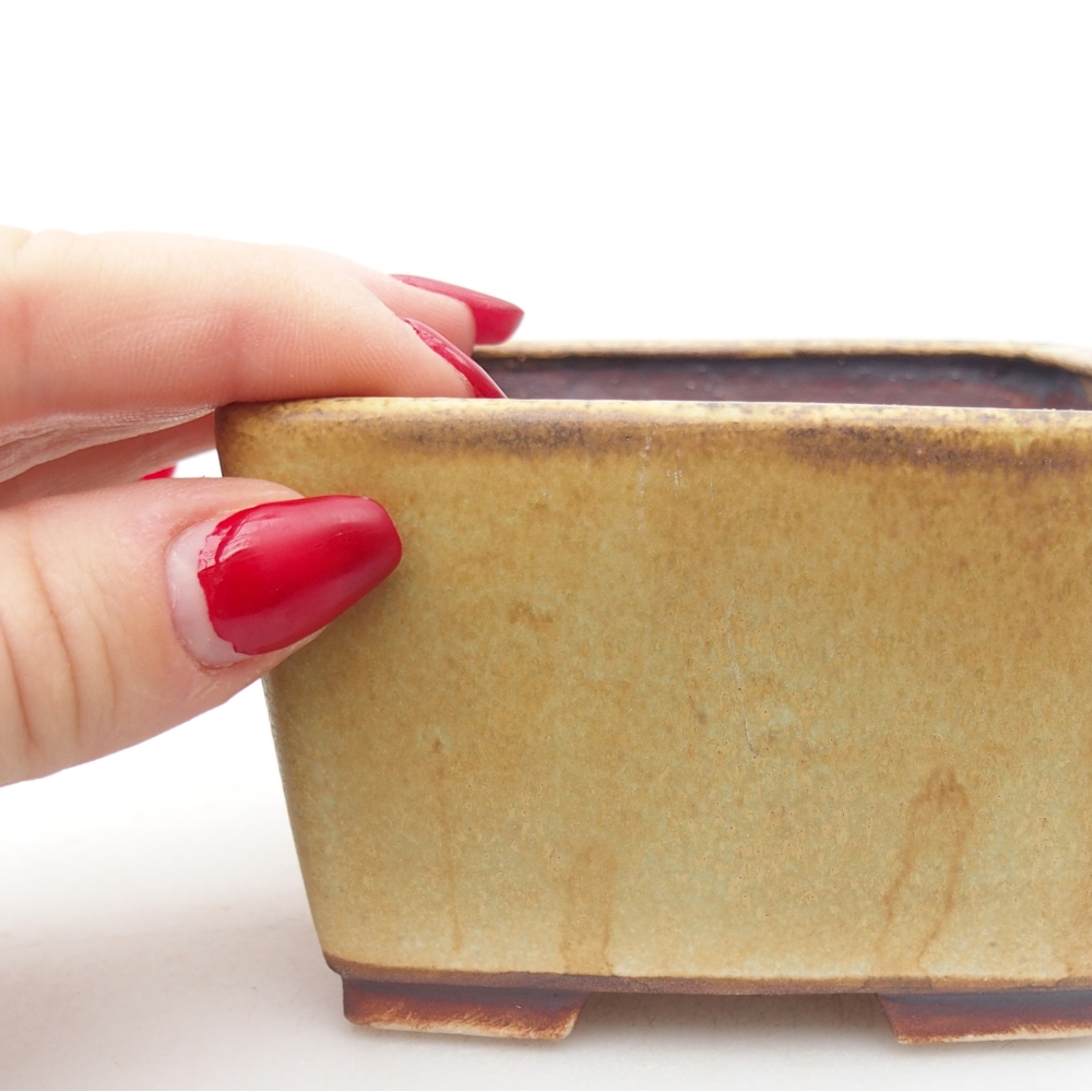 Kerámia bonsai tál 8,5 x 8,5 x 5,5 cm, zöld