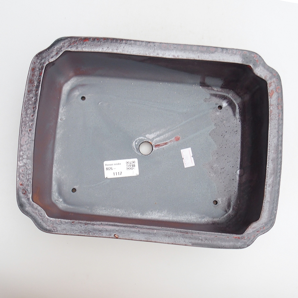 kerámia bonsai tál 27 x 21 x 7 cm, fekete-piros színben