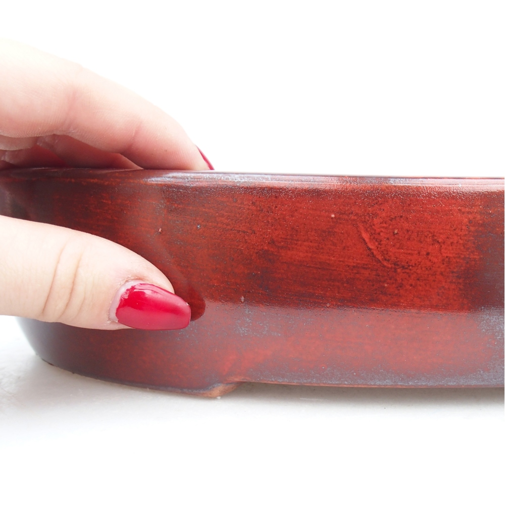 kerámia bonsai tál 27 x 21 x 5 cm, piros színben