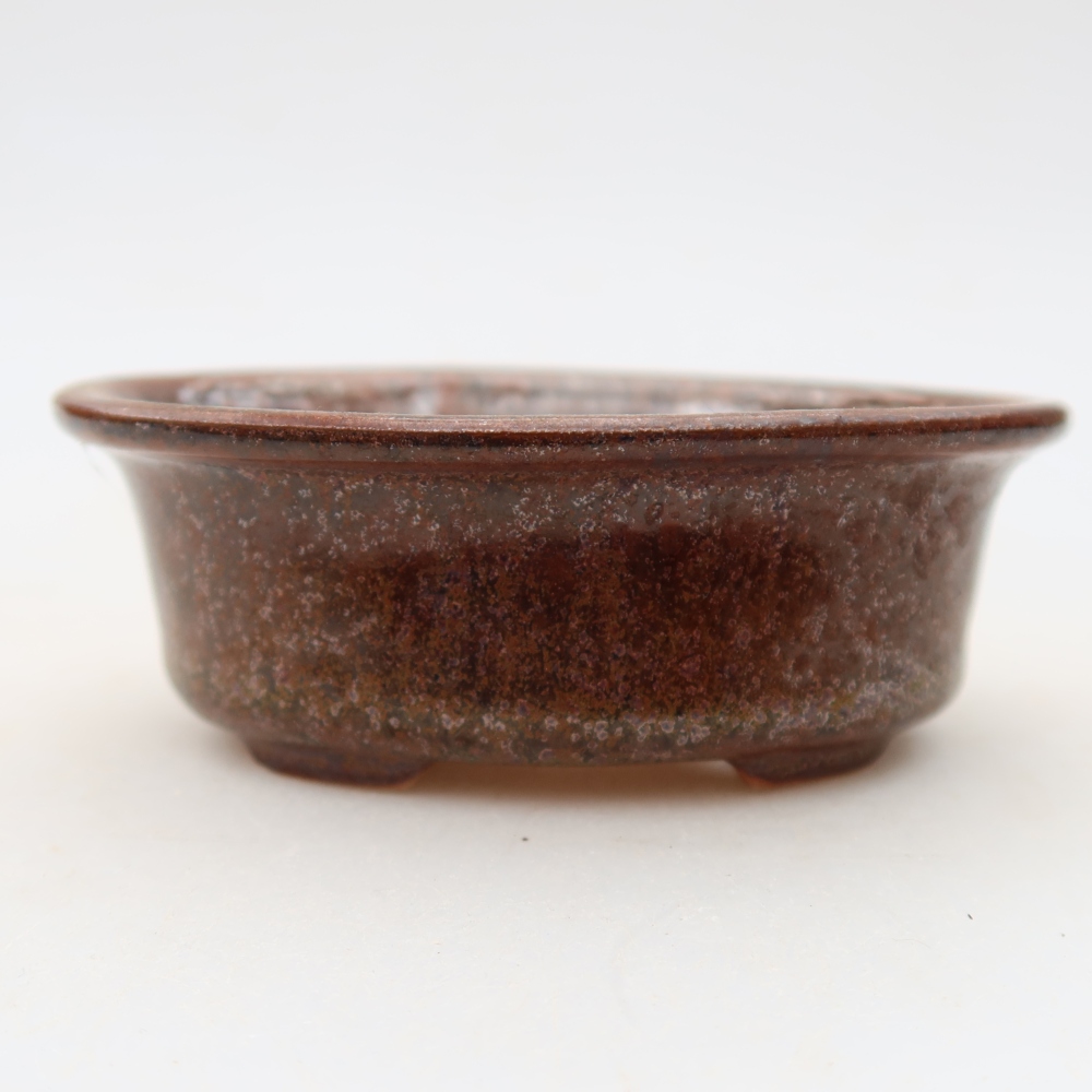 Kerámia bonsai tál, 9,5 x 6,5 x 3 cm, barna színű