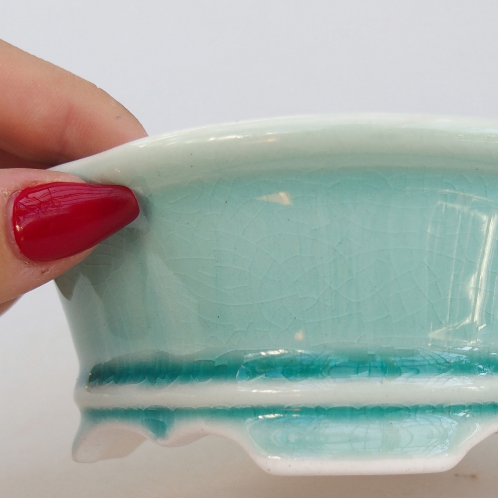 kerámia bonsai tál 13 x 12 x 5 cm, zöld