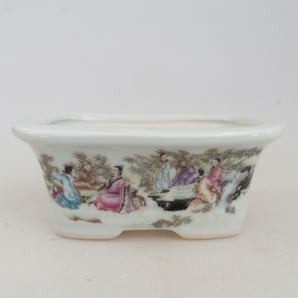 Mini bonsai tál 10 x 7,5 x 4 cm, fehér színben