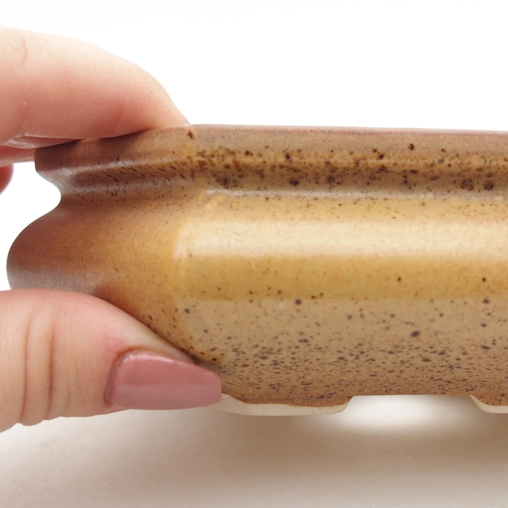 kerámia bonsai tál 13,5 x 13,5 x 4,5 cm, barna