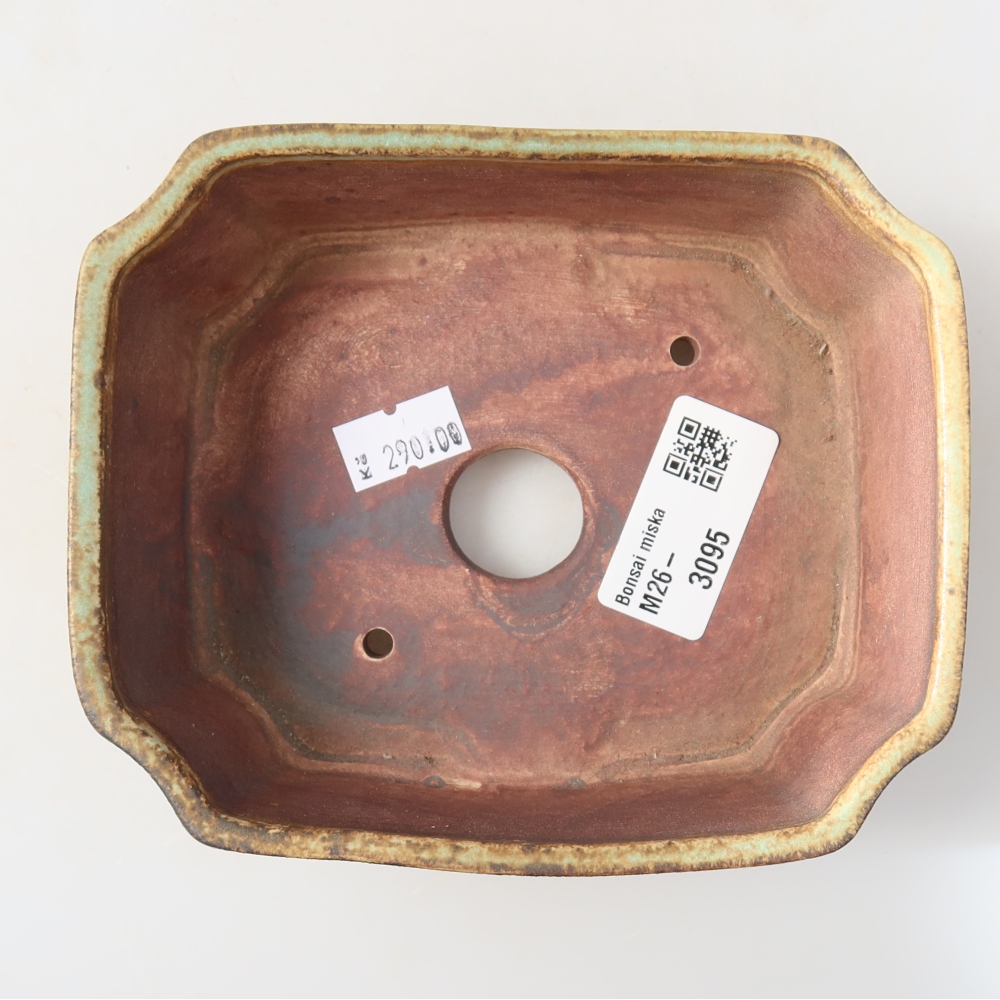 Kerámia bonsai tál, 14 x 11,5 x 4,5 cm, zöld színű