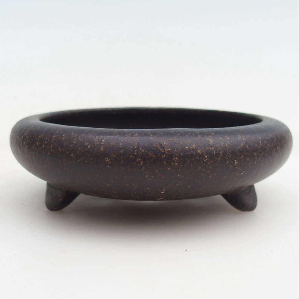 kerámia bonsai tál 11,5 x 11,5 x 4 cm, barnás okkersárga színben