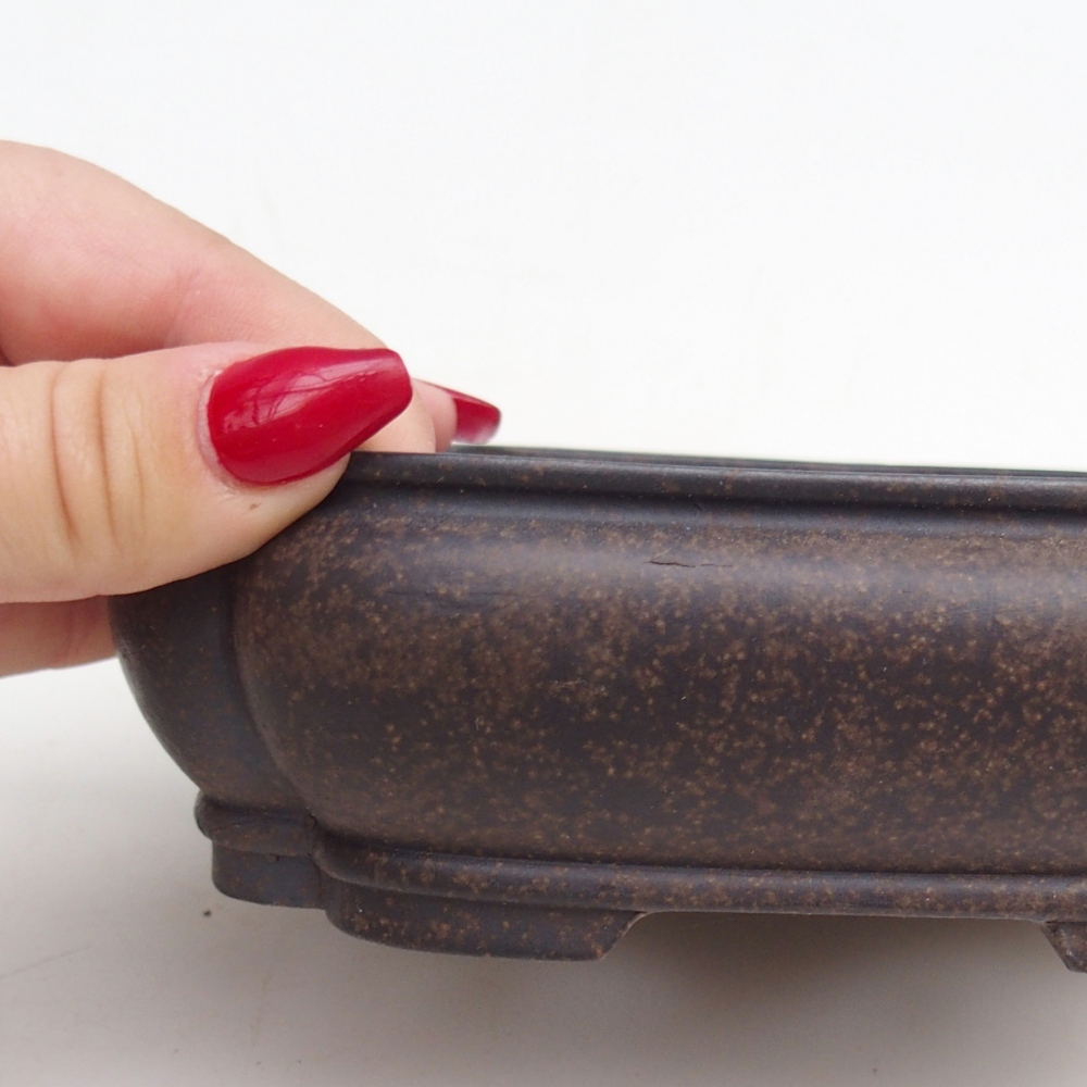 kerámia bonsai tál 14 x 11 x 4,5 cm, színe barnás okkersárga