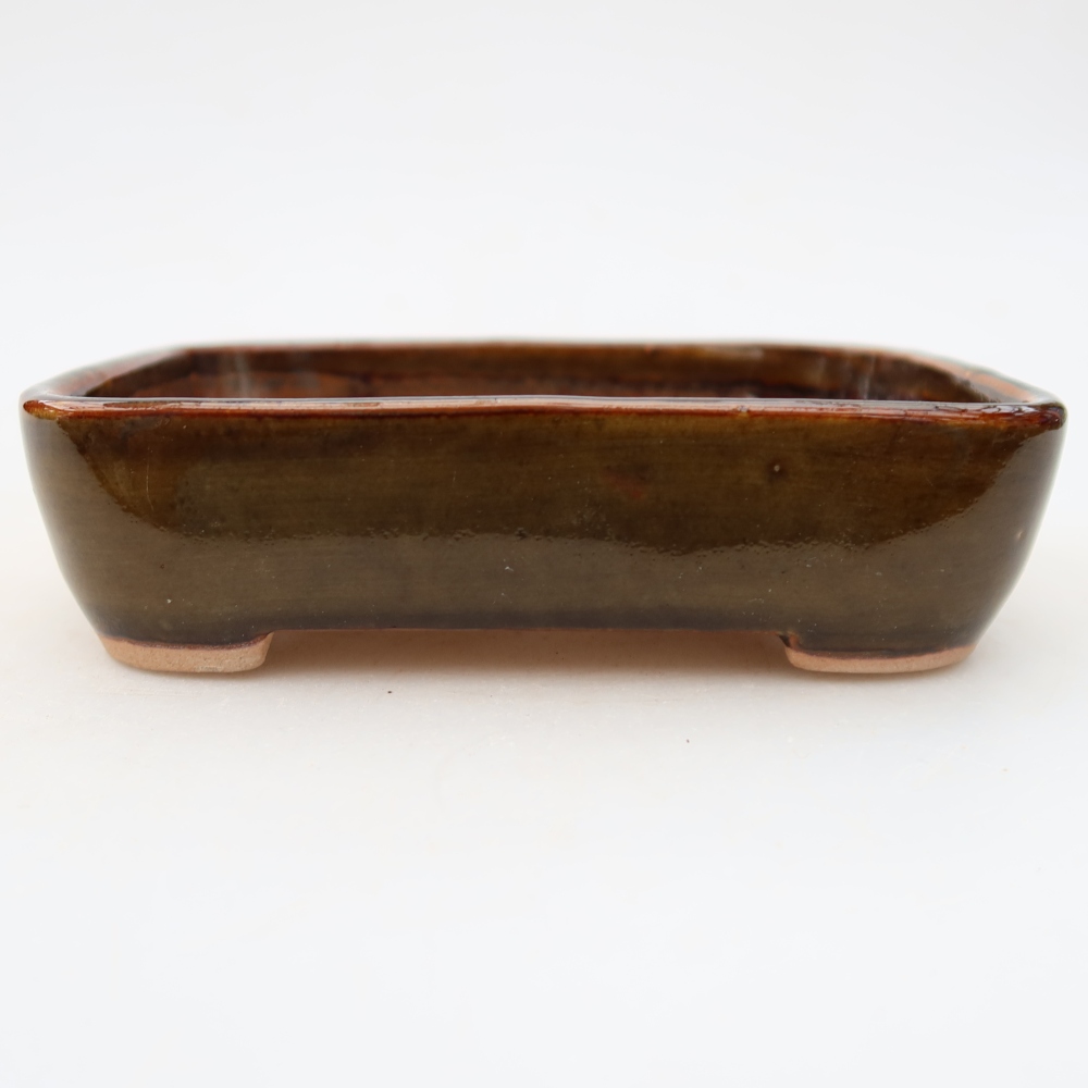 Kerámia bonsai-tál, 12,5 x 9 x 3,5 cm, barna színű