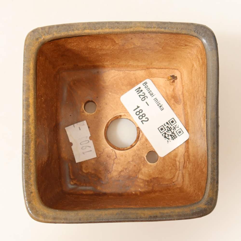kerámia bonsai tál 8,5 x 8,5 x 5,5 cm, barna