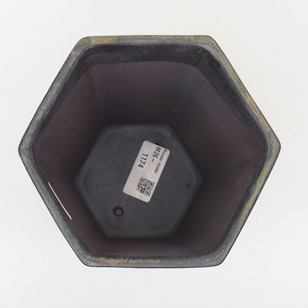 kerámia bonsai tál 13 x 11,5 x 17 cm, zöld-szürke