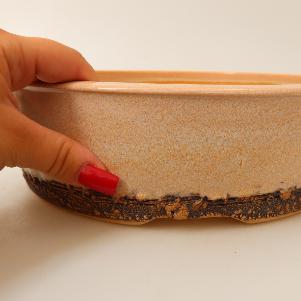 kerámia bonsai tál 24,5 x 24,5 x 7 cm, bézs színű