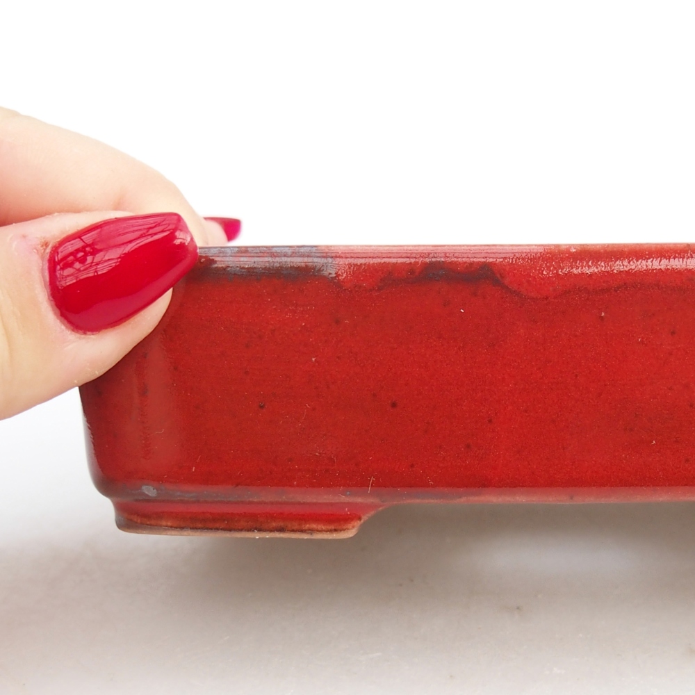 Kerámia bonsai tál 12,5 x 9,5 x 3,5 cm, piros színben