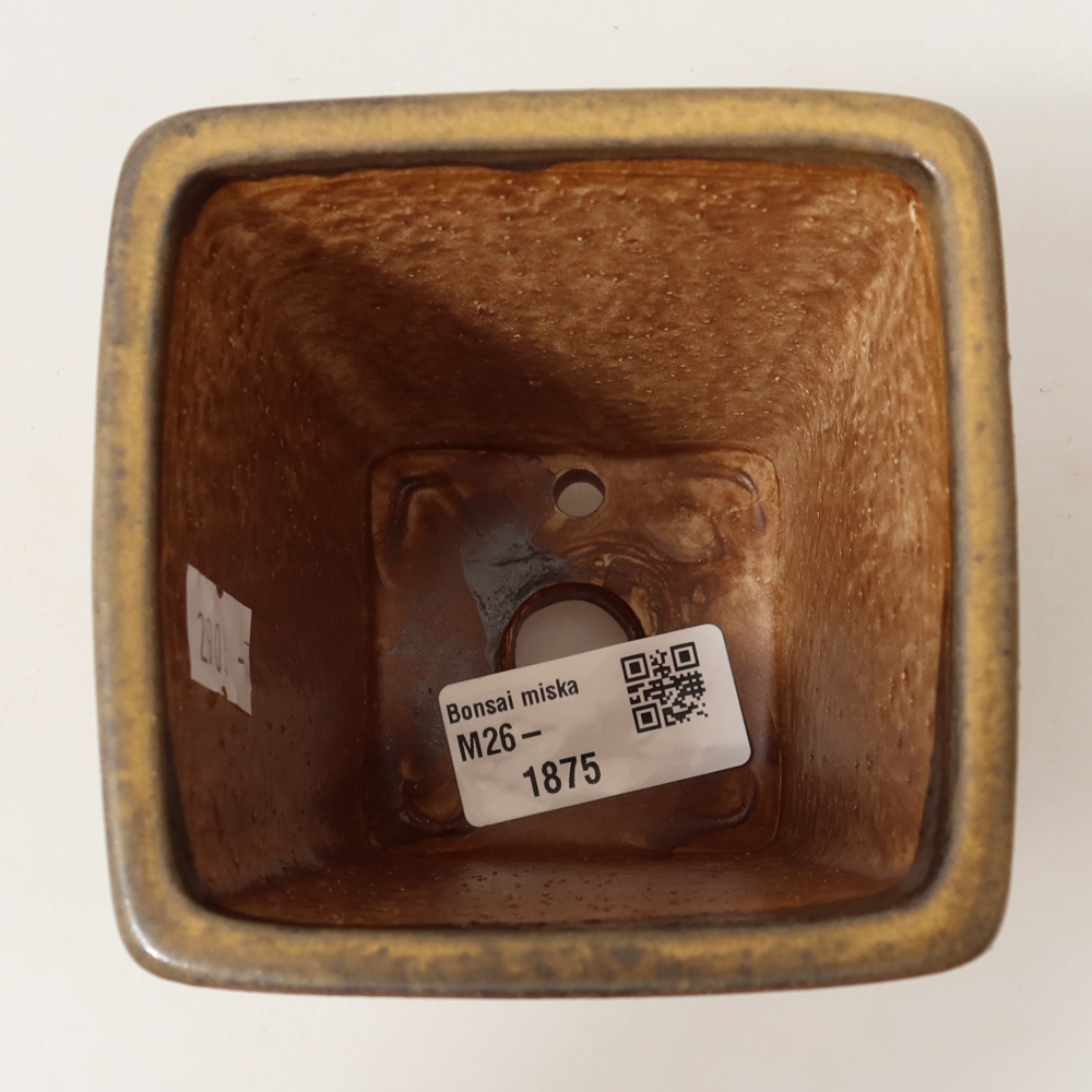 Kerámia bonsai tál, 8,5 x 8,5 x 10,5 cm, barna színű