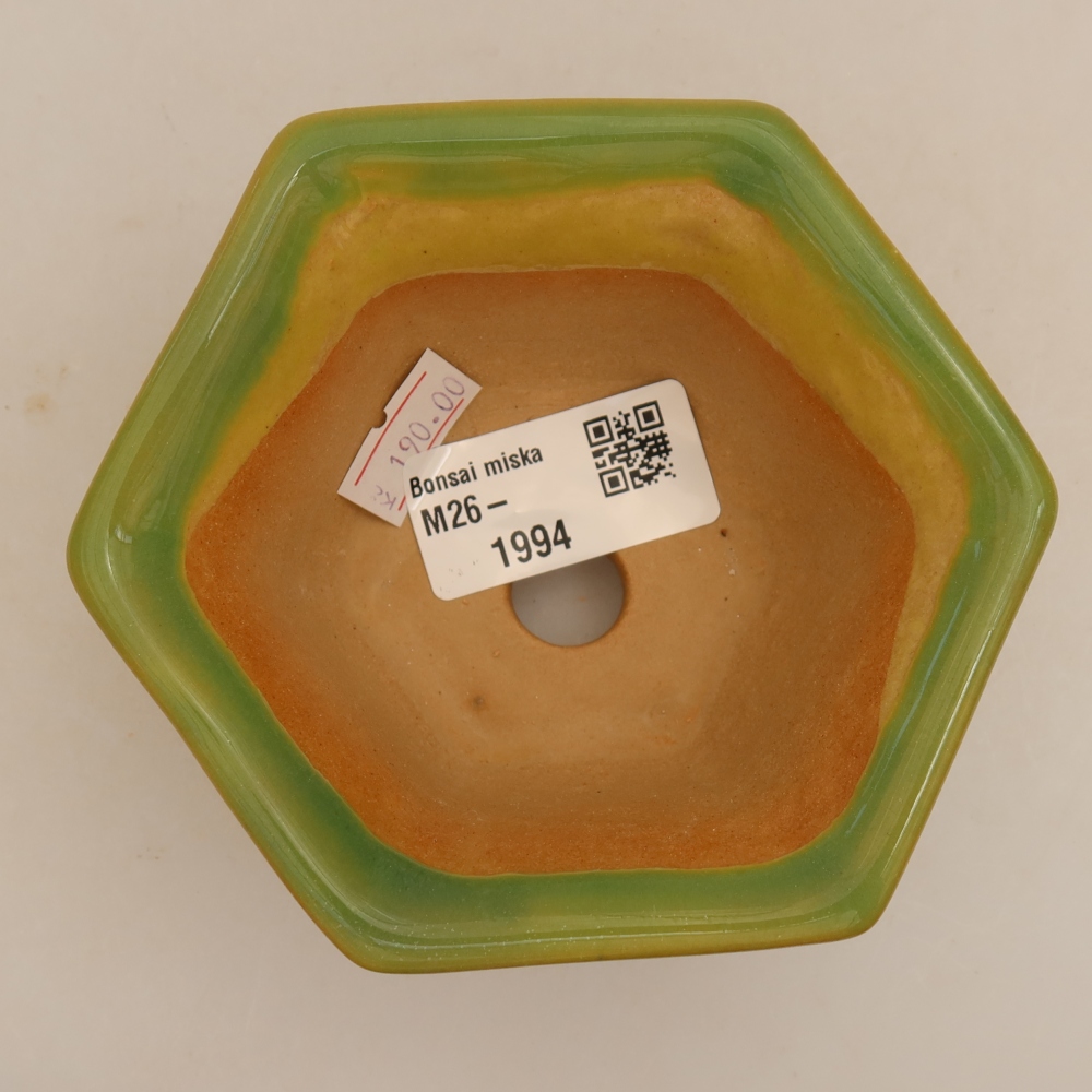 Kerámia bonsai-tál, 10,5 × 9,5 × 5,5 cm, zöld színű