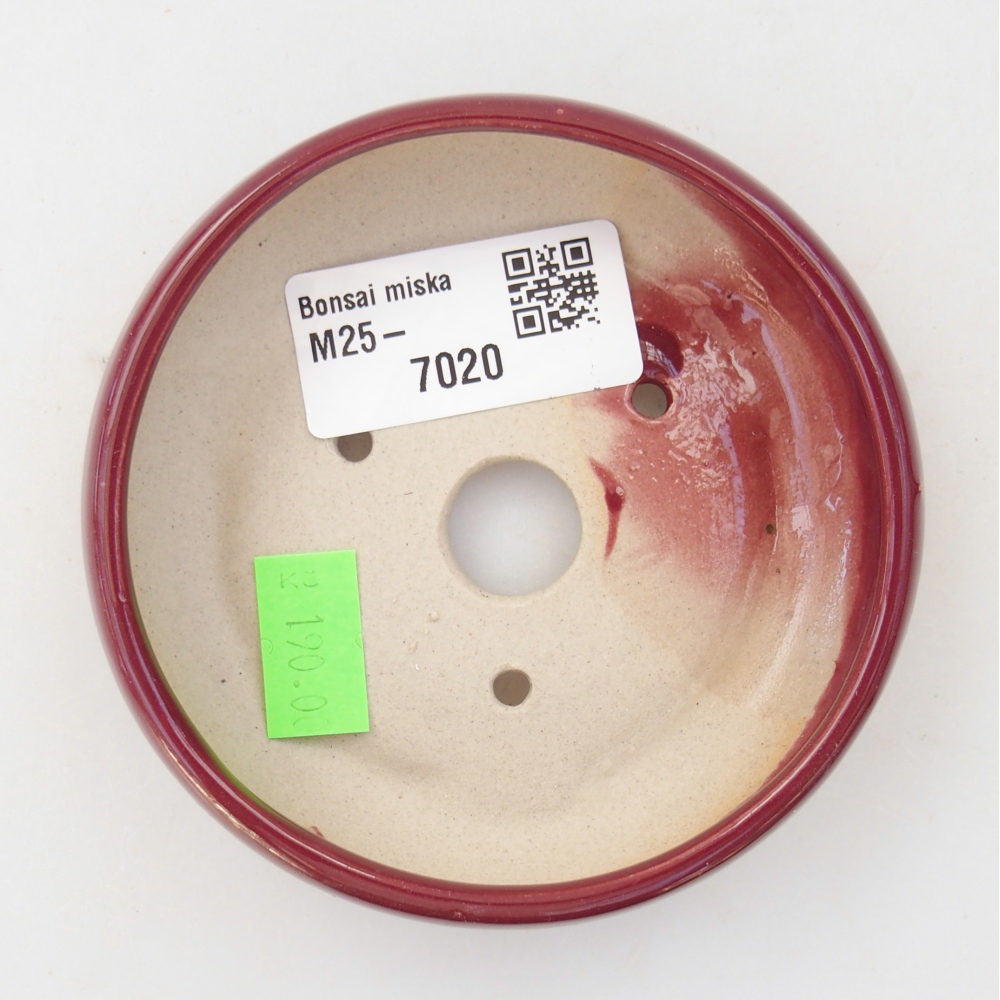 kerámia bonsai tál 9 x 9 x 2,5 cm, bordó színben