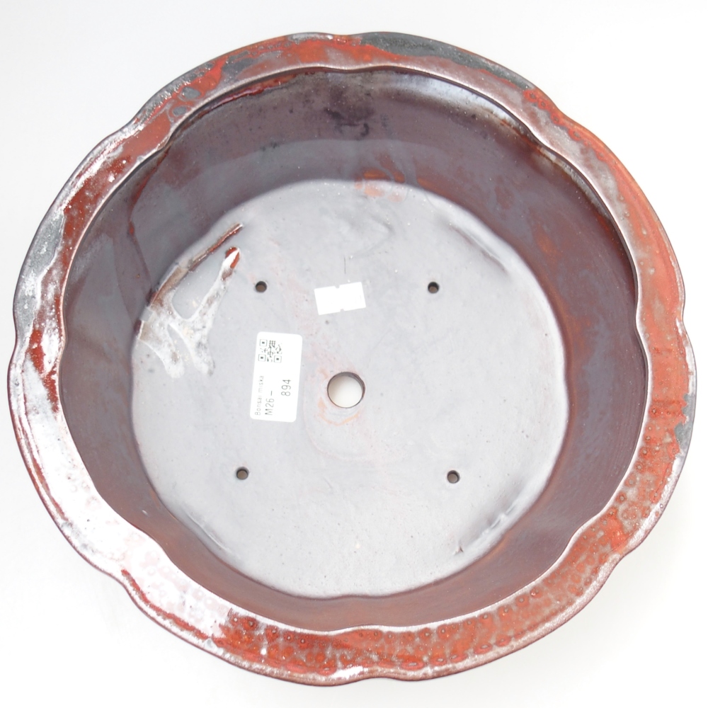 kerámia bonsai tál 26,5 x 26,5 x 8 cm, piros színű