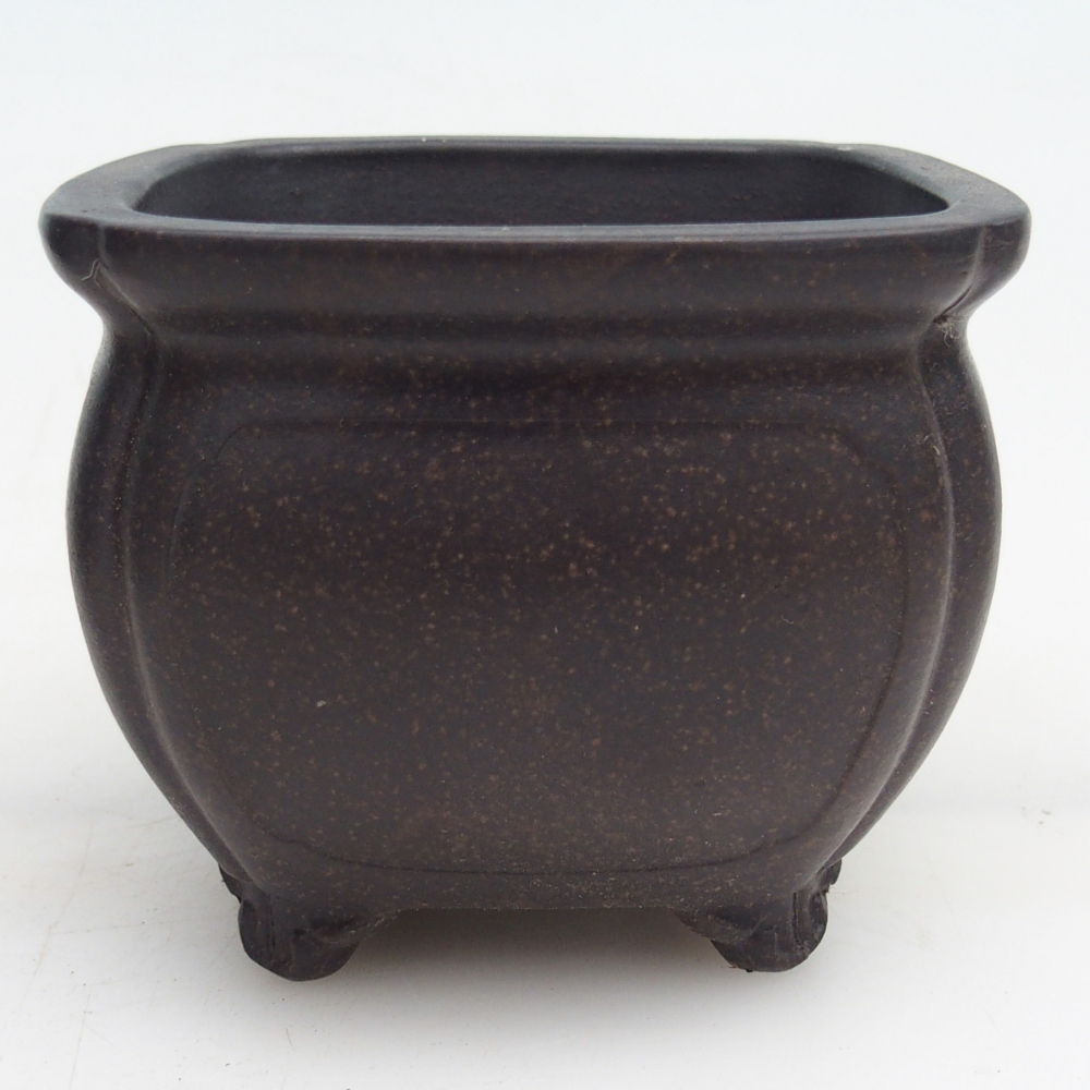 kerámia bonsai tál 10 x 10 x 8 cm, barnás okkersárga