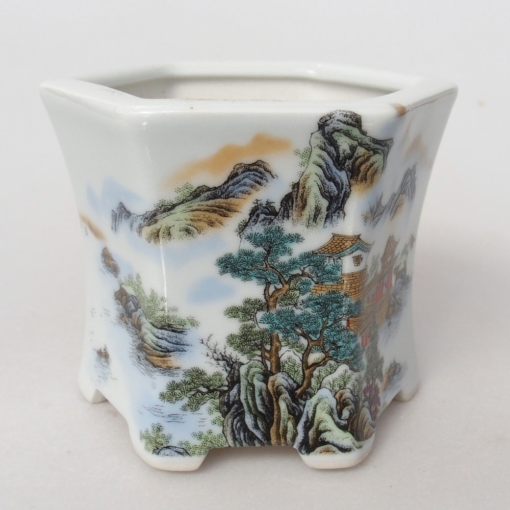 kerámia bonsai tál 10,5 x 9,5 x 9 cm, fehér színben